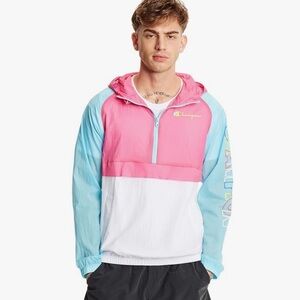 Champion Men's Unisex Manorak Colorblock Hooded Nylon Windbreaker Jacket Sz Med